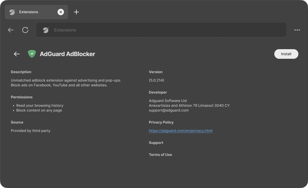 Installing the AdGuard Ad Blocker extension