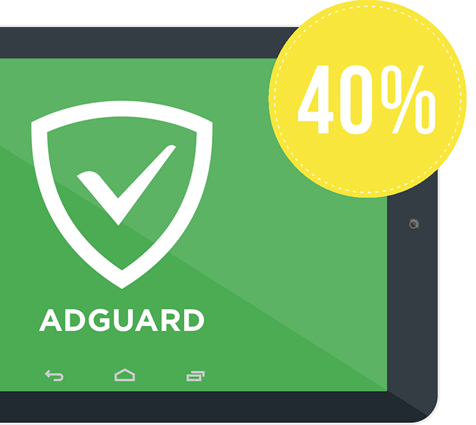 Скидки 40% на все лицензии AdGuard