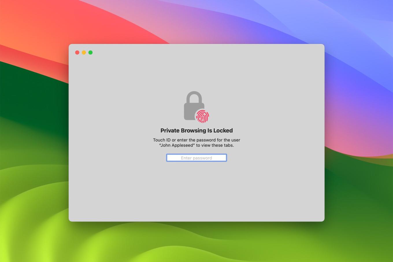 Safari Private Browser will lock automatically when not in use