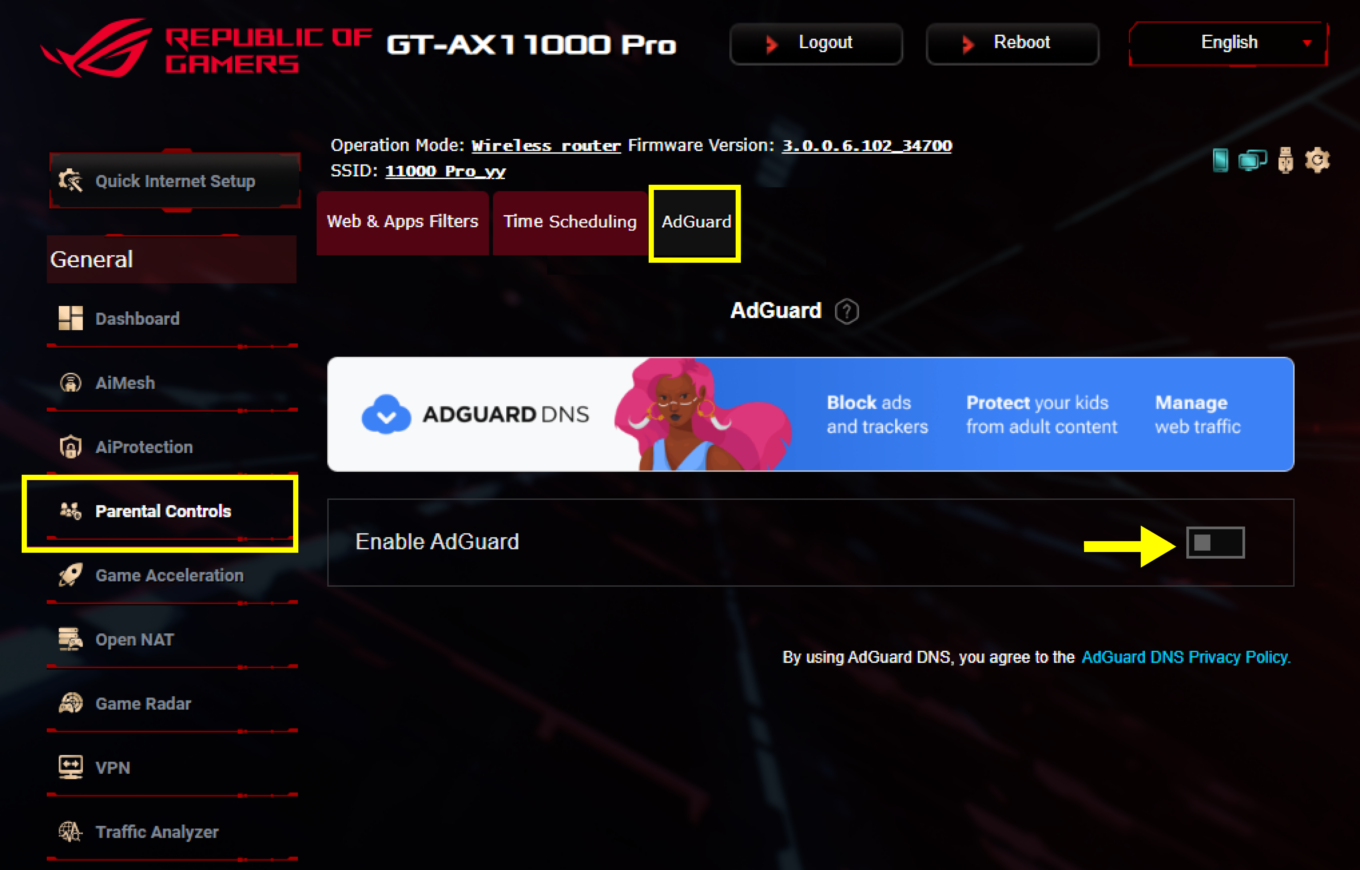 adguard dns asus router