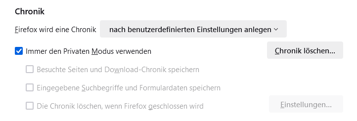 Firefox: Privater Modus
