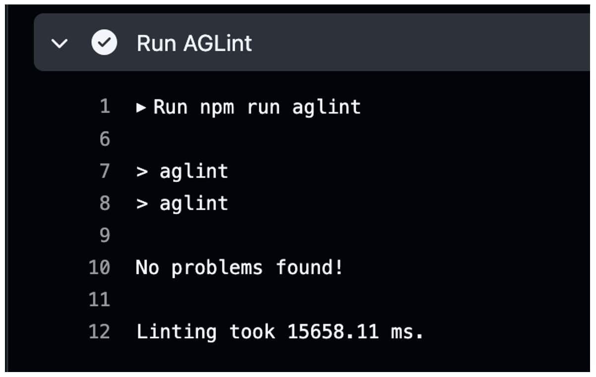 Running AGLint workflow on GitHub