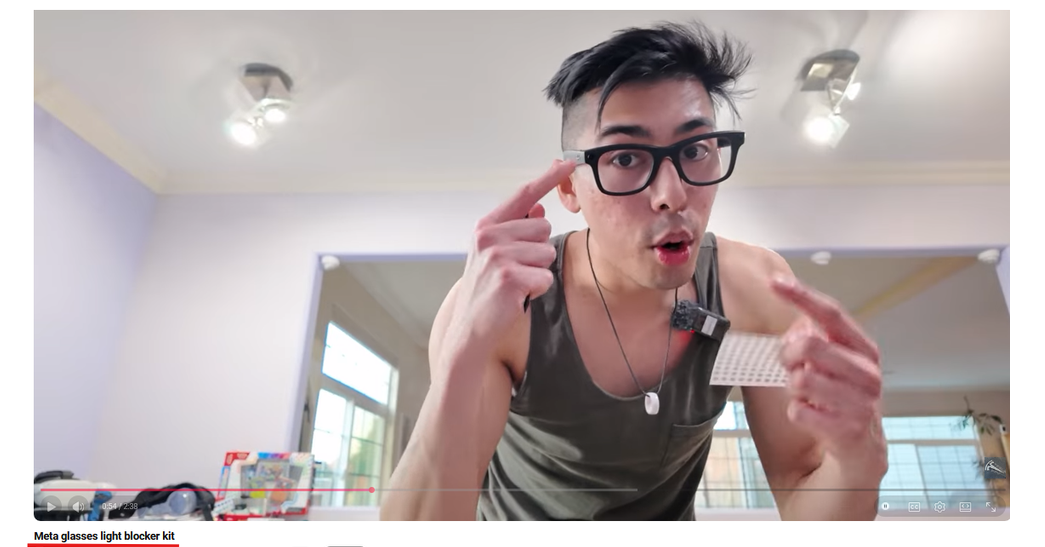 A screenshot from a video about blocking Meta glasses&rsquo; LED