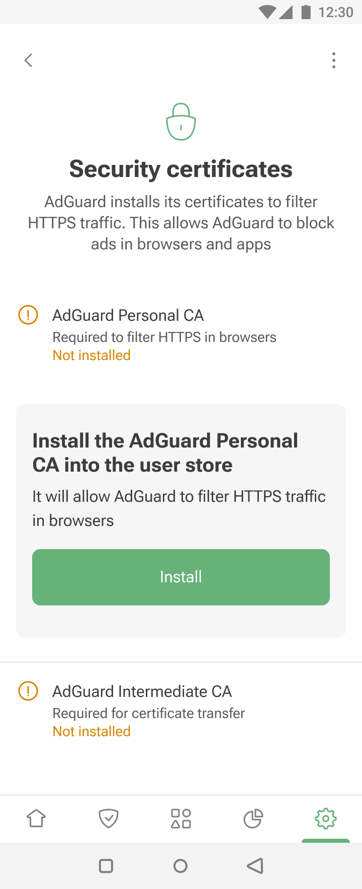 adguard firefox certificates