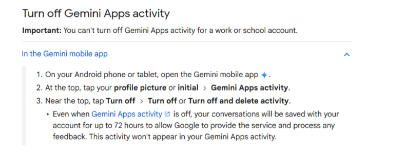 Google notice