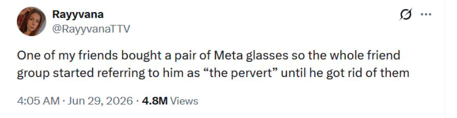 An X post calling Meta glasses wearer &lsquo;a pervert&rsquo;