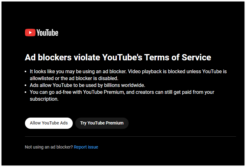 YouTube warning *mobile border