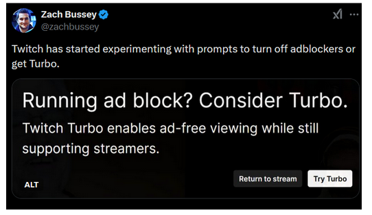 Twitch anti-adblock: example one