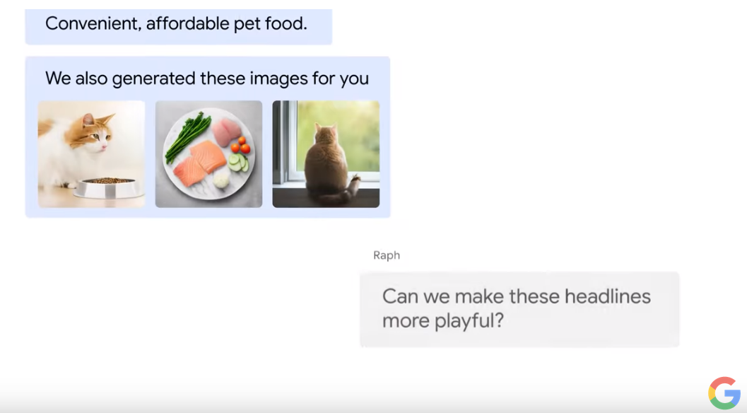 Você pode conversar com um chatbot de IA para estimular sua criatividade com os anúncios