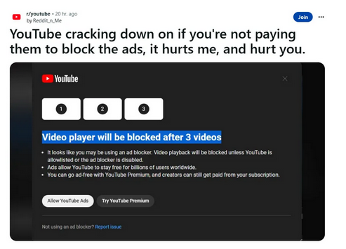 YouTube’s anti-adblock in action