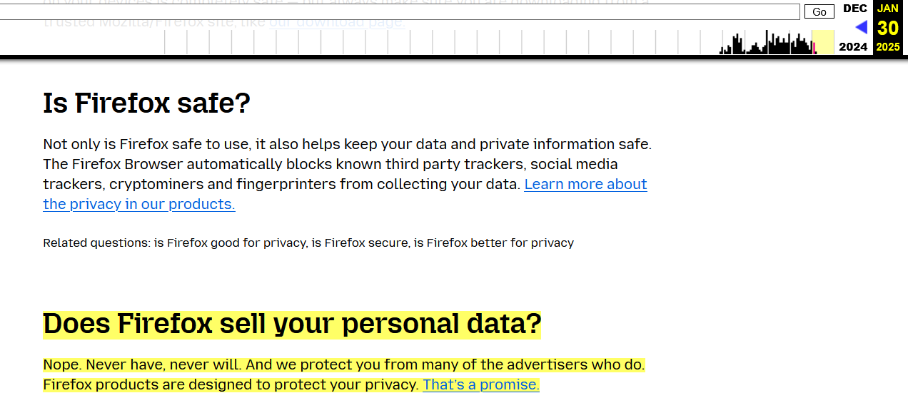 Screenshot von Firefox-Datenschutz-FAQ