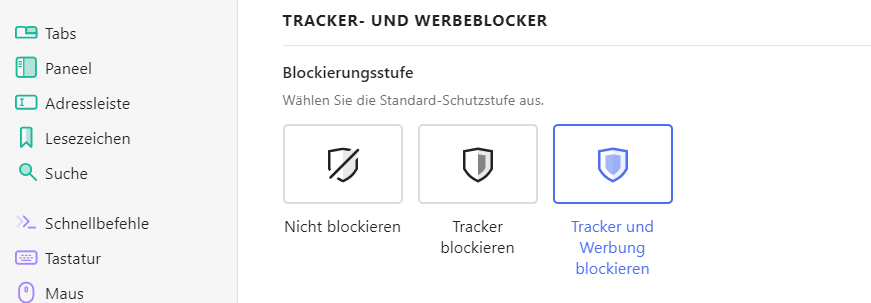 Vivaldi: Tracker und Werbung blockieren