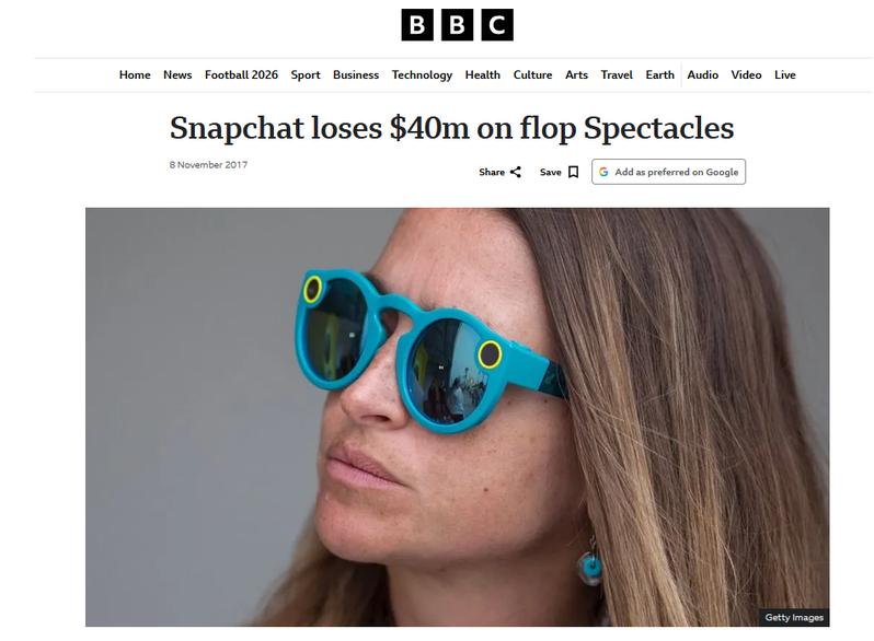 Snap Spectacles failure