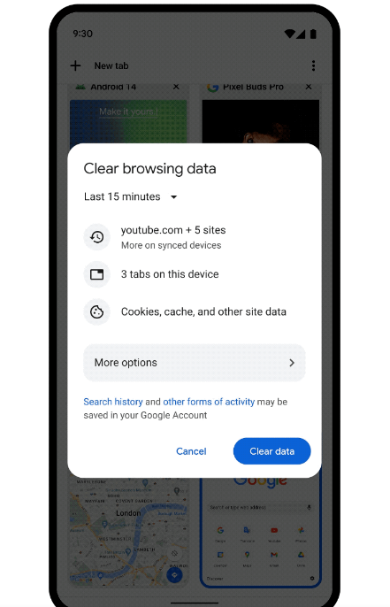 Google introduces new browsing data deletion option