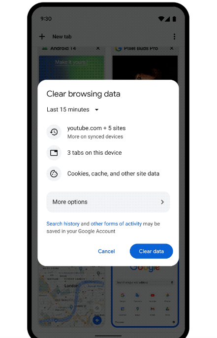 Google introduz nova opção de exclusão de dados de navegação