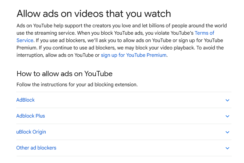 Google forbids ad blocking in its ToS