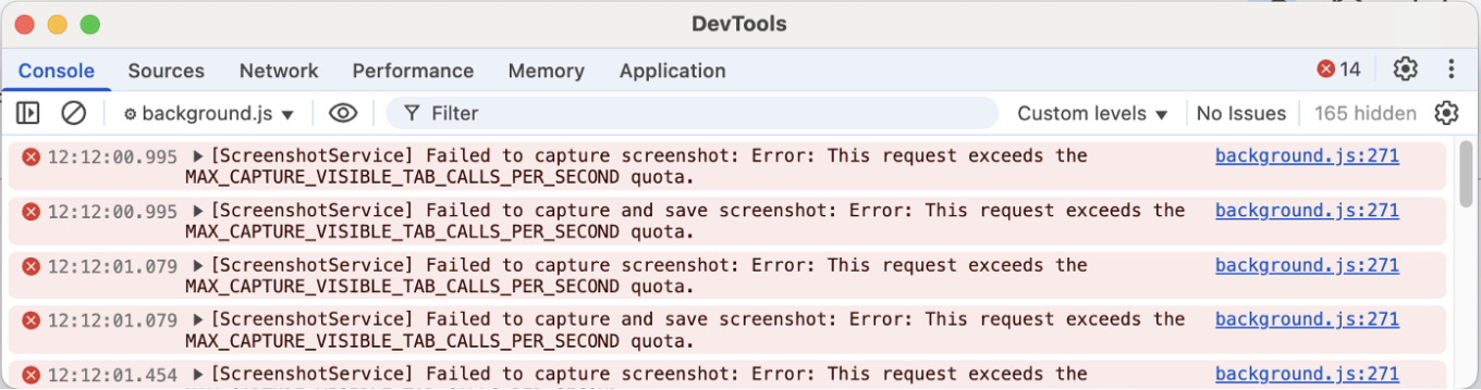 Screenshot-taking rate limited by Chrome