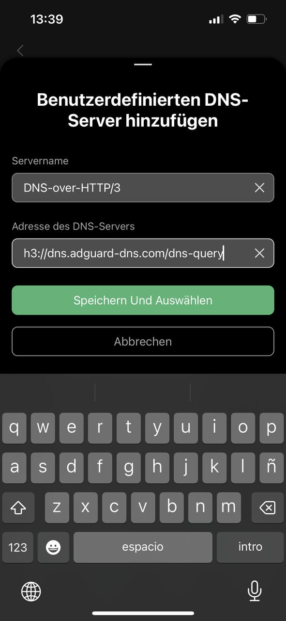 Das Hinzufügen vom DNS-Server *mobile