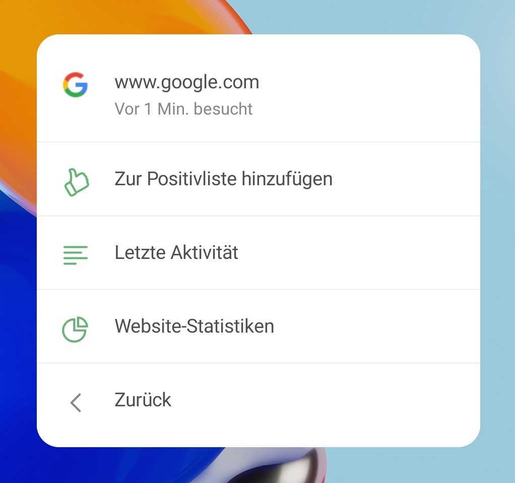 Verwaltung von google.com über den Assistenten *mobile_border