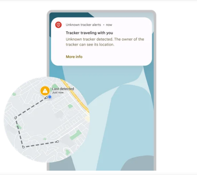 Un ejemplo de alerta recibida por un usuario de Android si un AirTag desconocido lo está rastreando