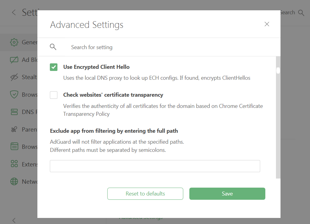 does adguard encrypt data