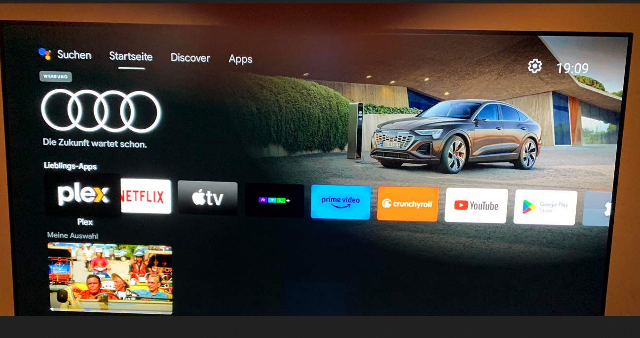 Anuncio de un coche Audi mostrado en un Android TV