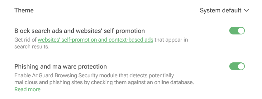 You can enable blocking search ads in your AdGuard Browser extension