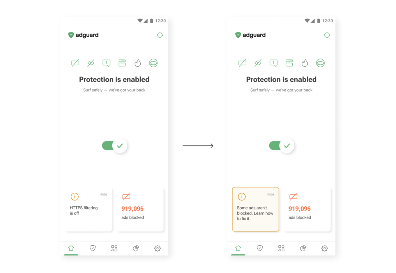 New wording on the main screen