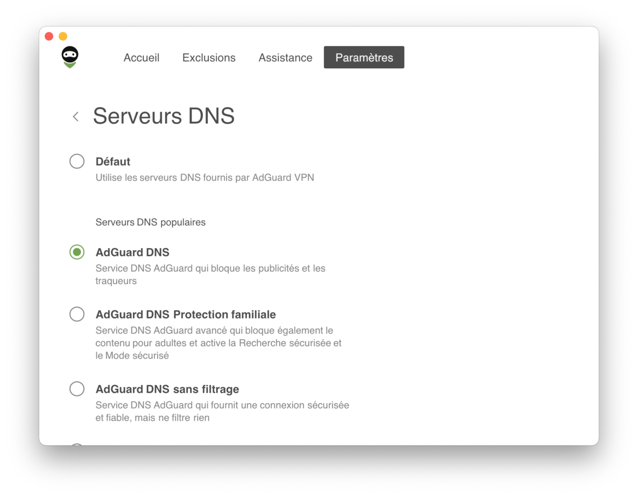 Une liste de serveurs DNS populaires *border