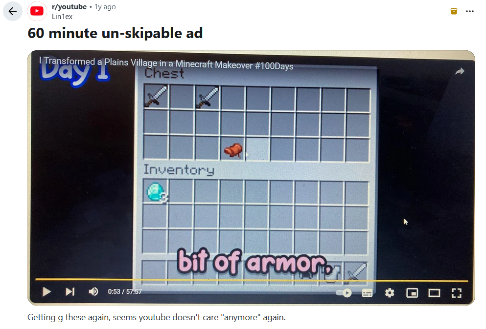 An hour-long unskippabe ad