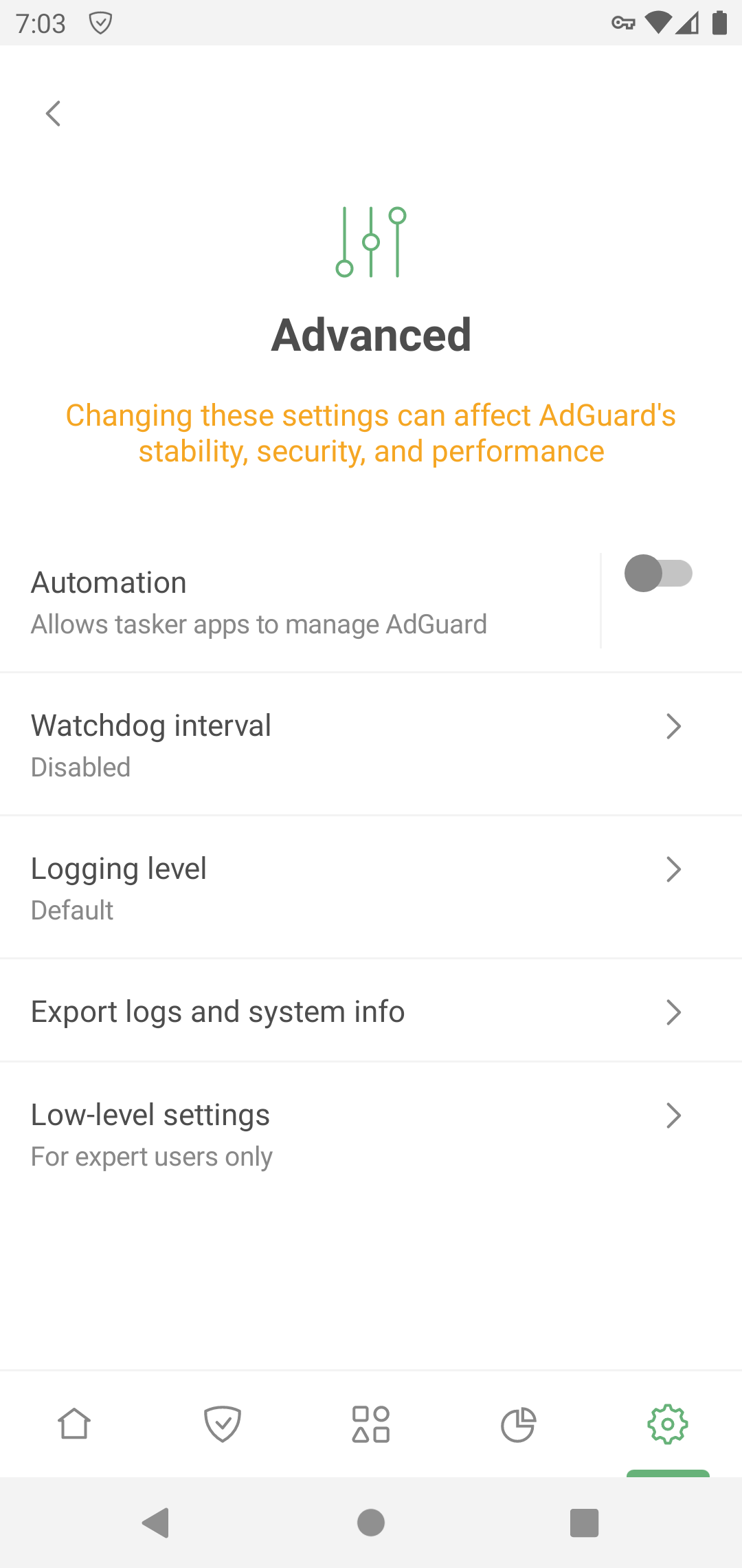 adguard general settings