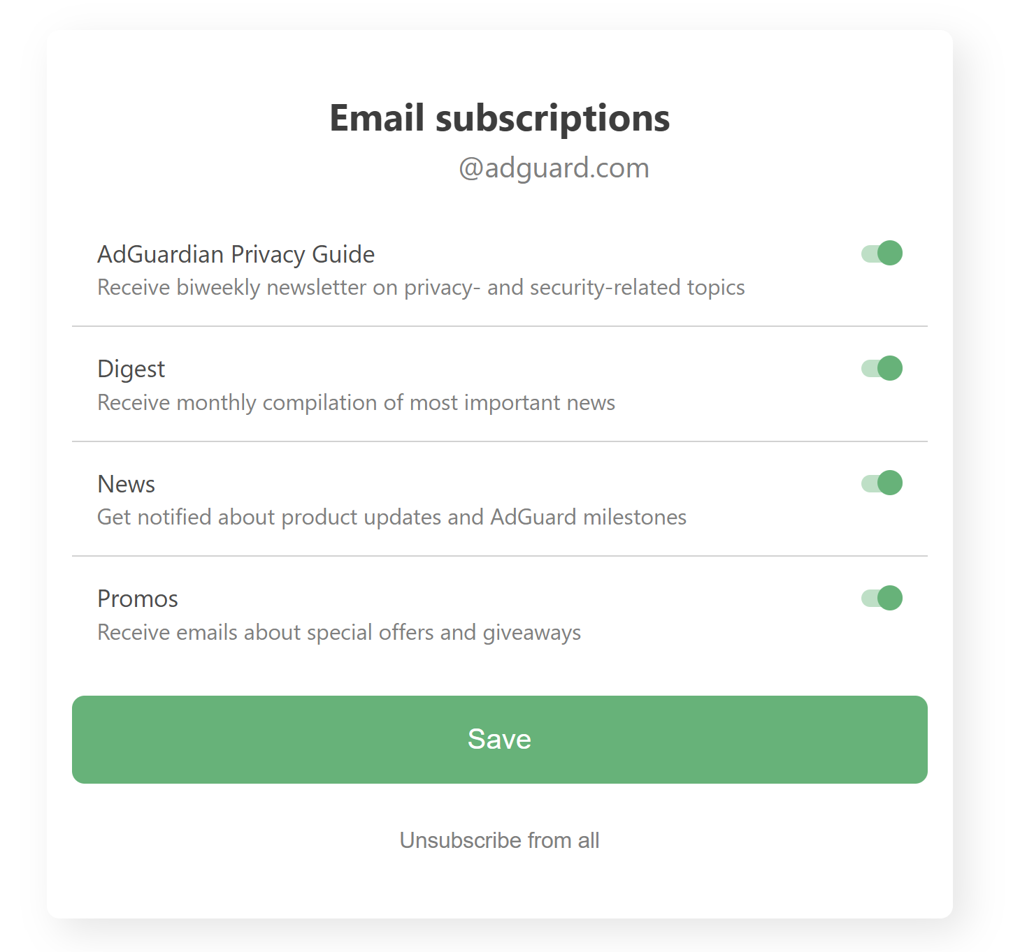 Opt-out preferences *border