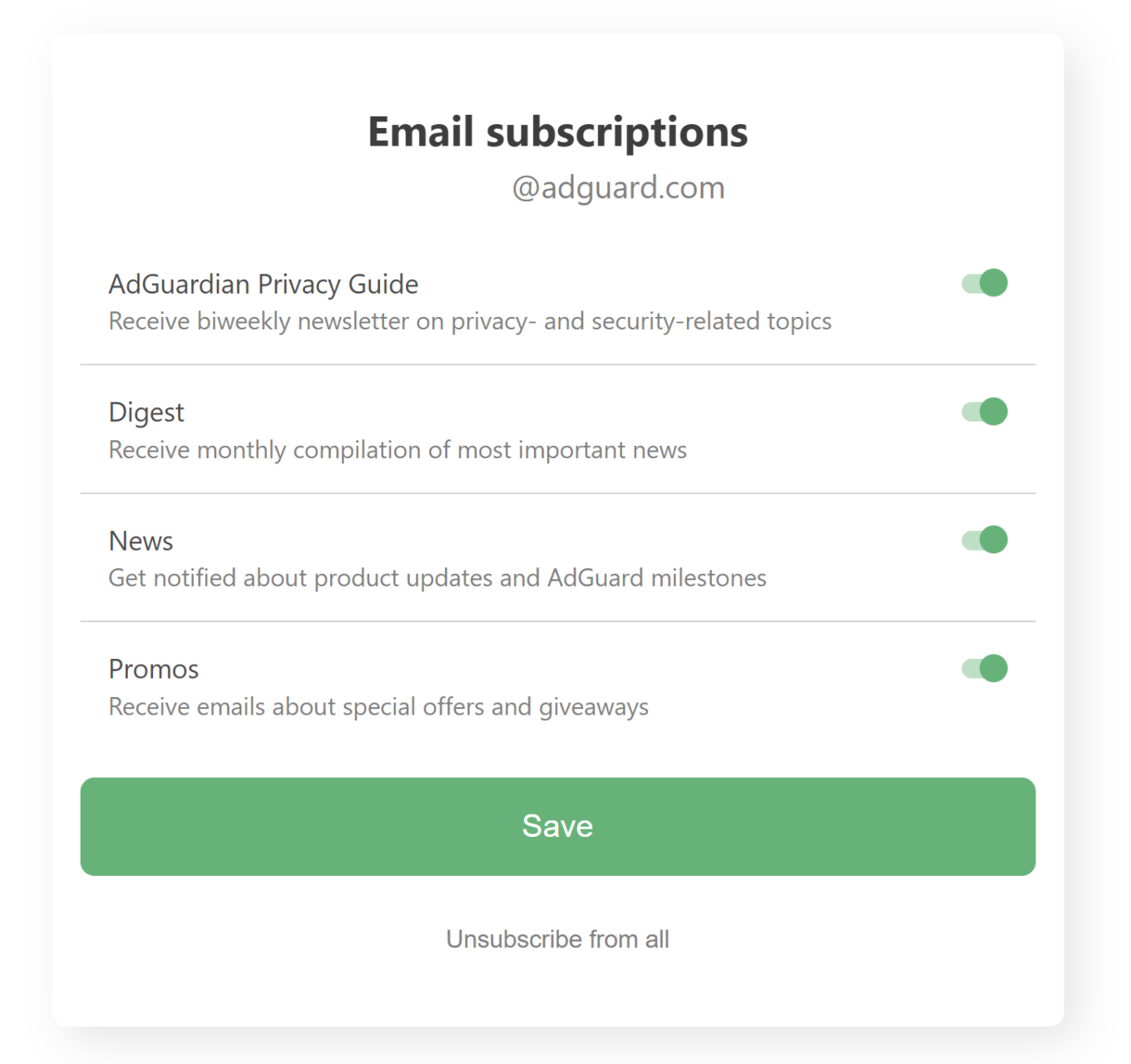 Opt-out preferences *border