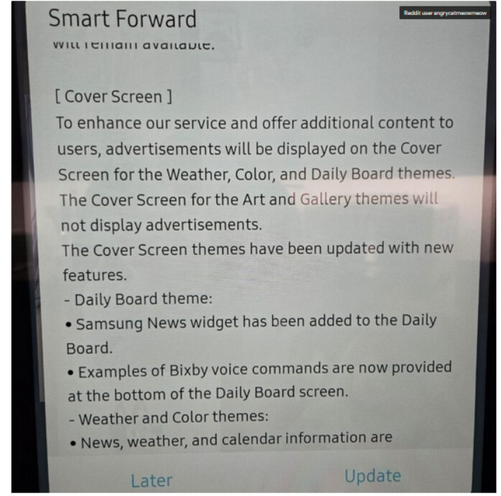 Fridge screen message