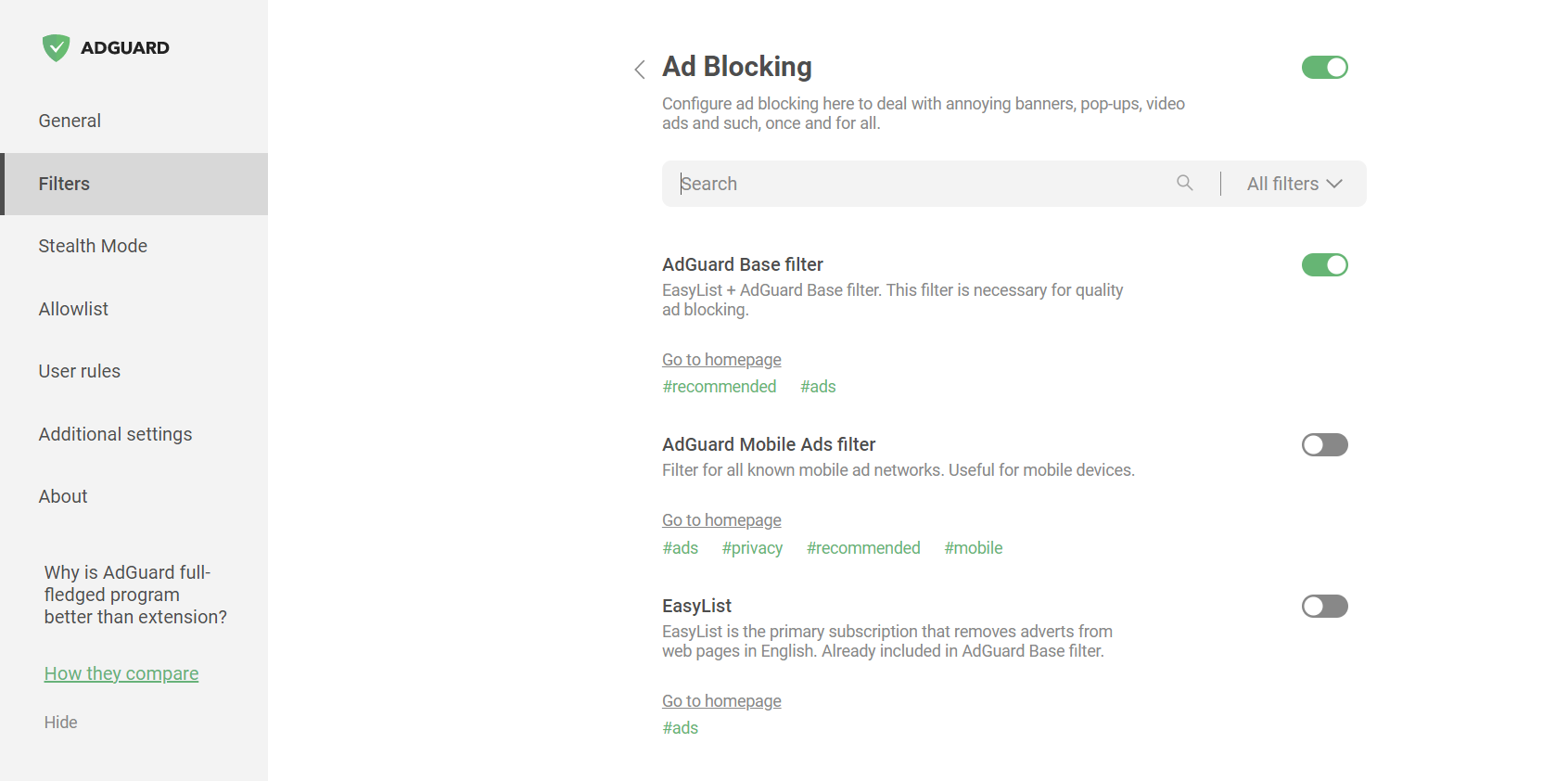 Ad blocking filters *border