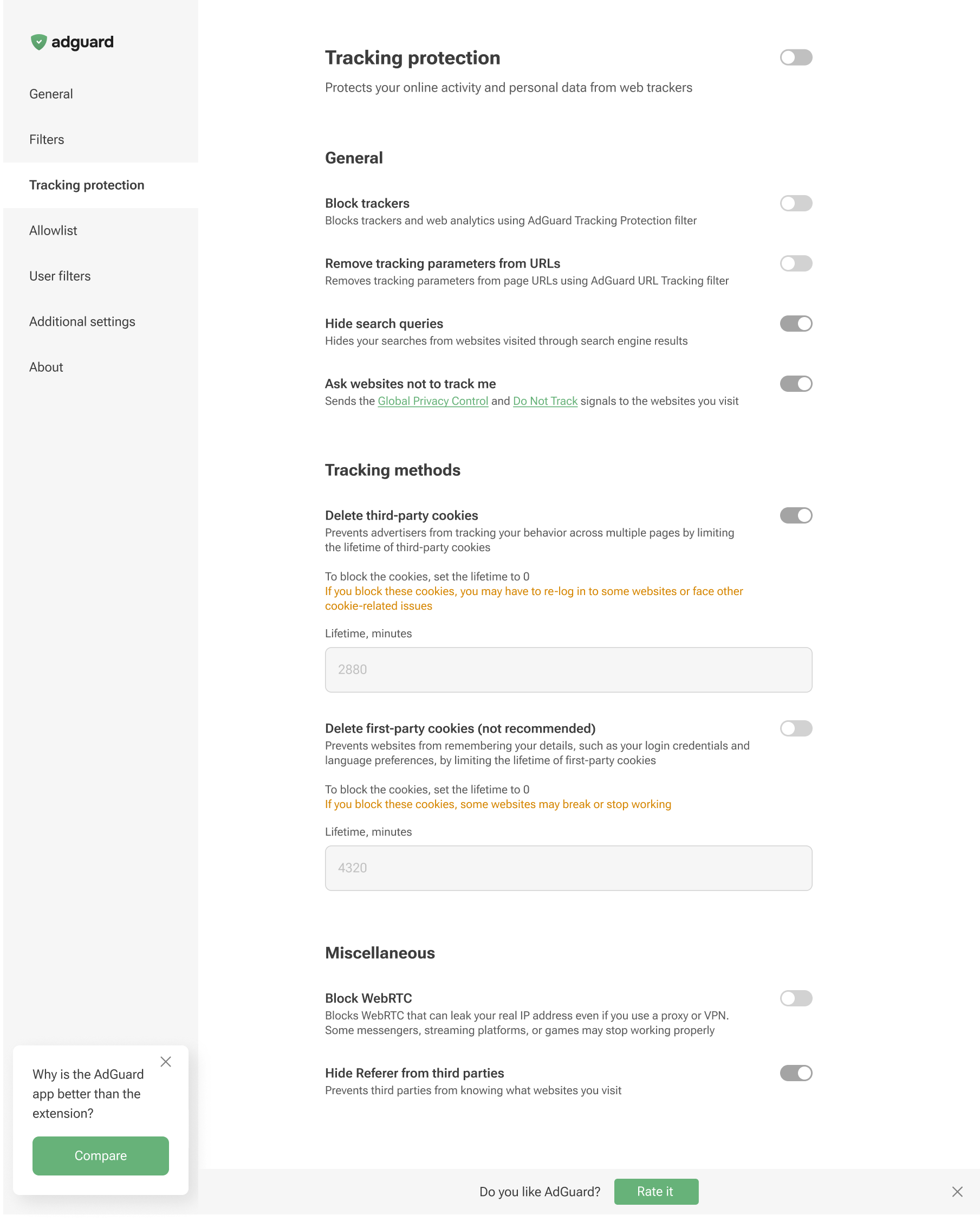 Tracking protection in non-Chromium browsers *border