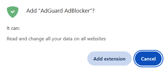 Dialog box in the Chrome Web Store *border