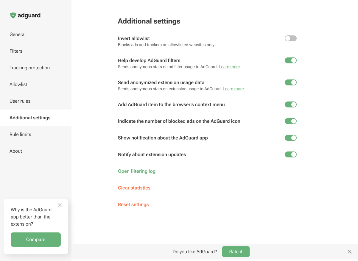 Additional settings *border