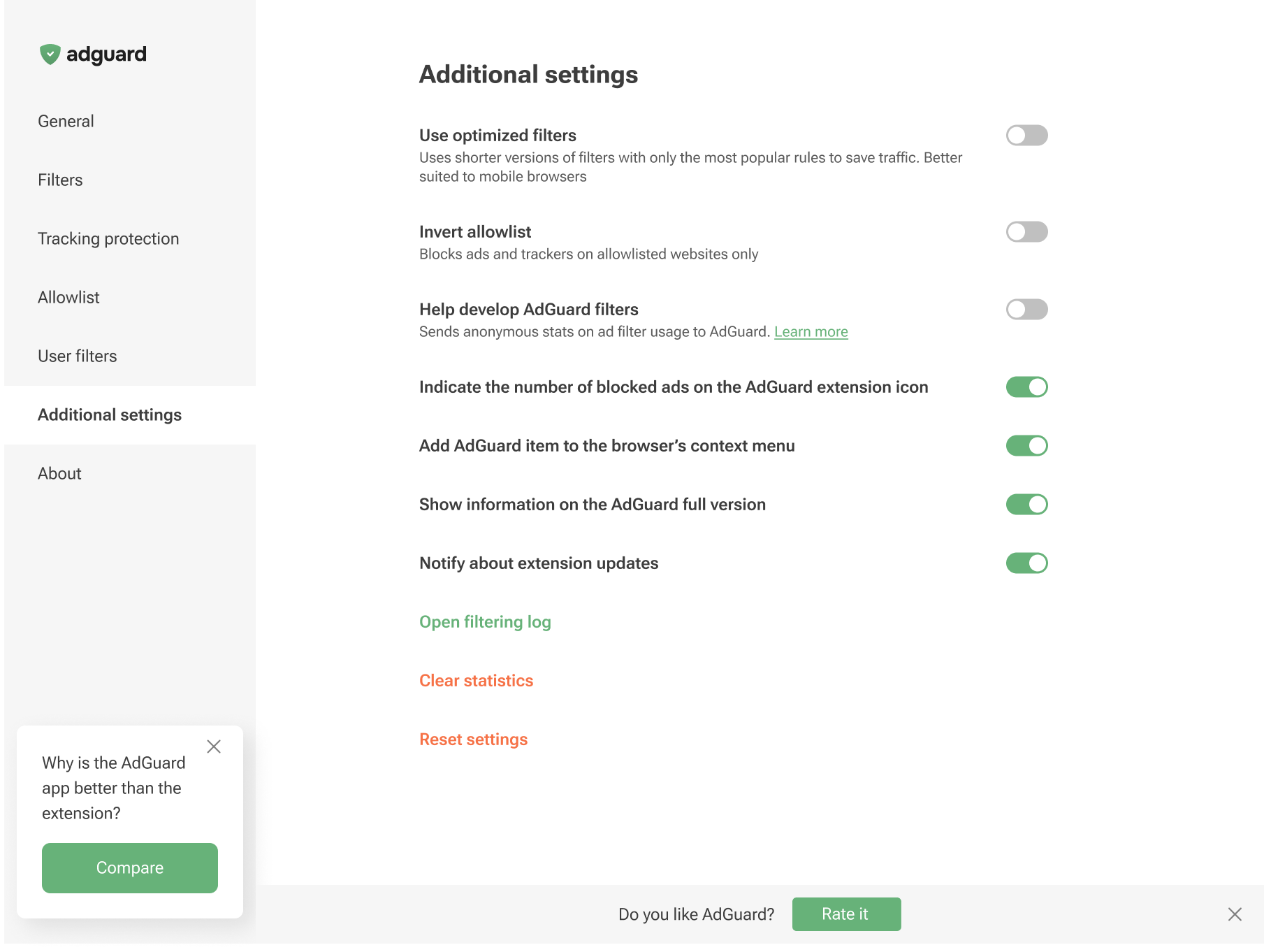 Additional settings *border