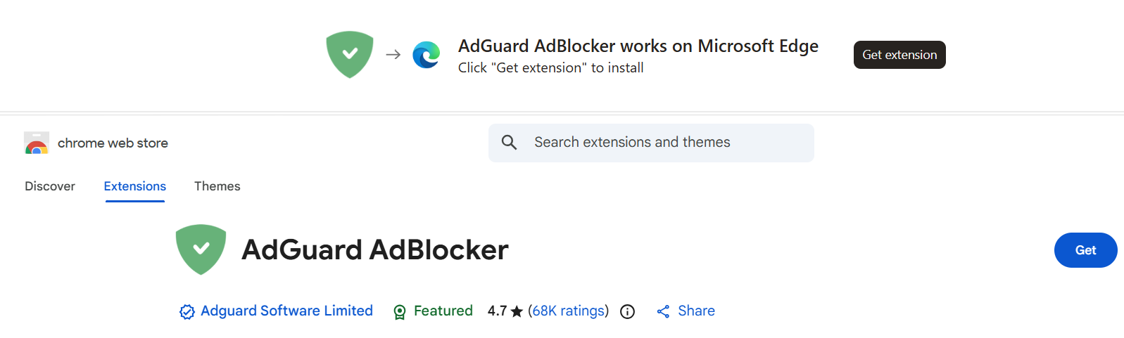 Chrome extensions in Edge *border