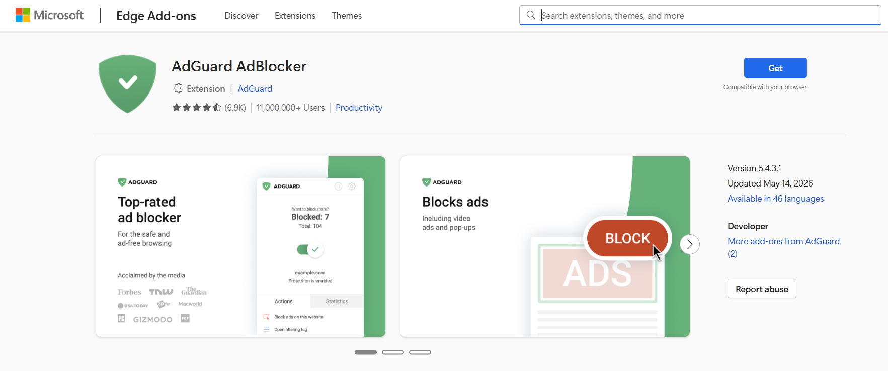 AdGuard Browser Extension in Edge Add-ons *border
