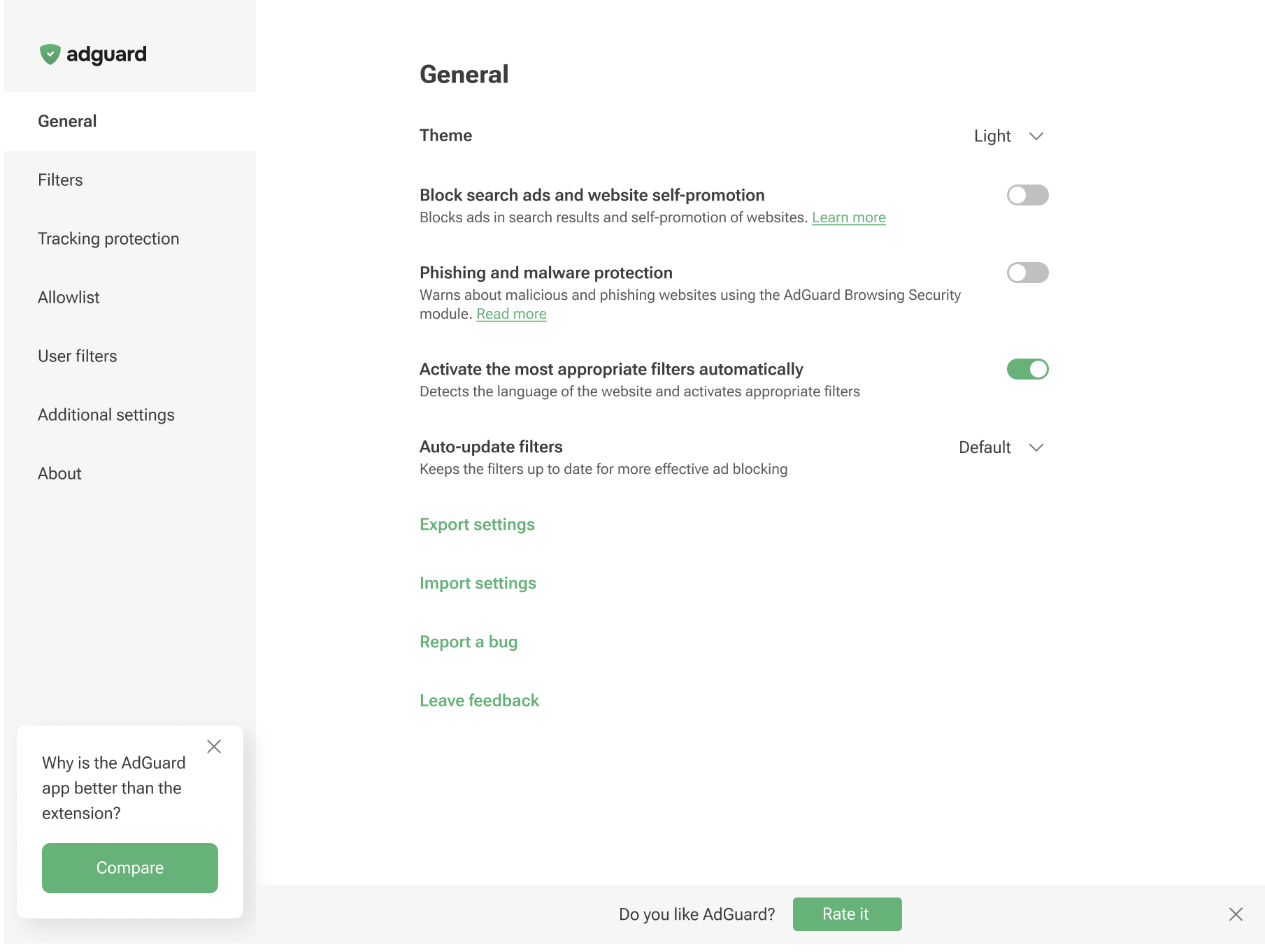 General settings *border