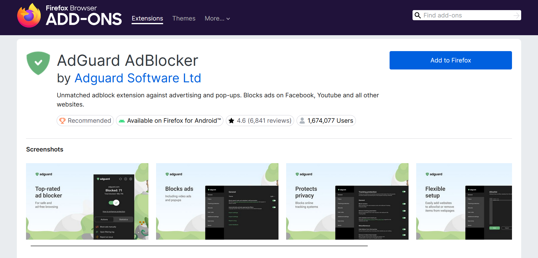 AdGuard Browser Extension in Firefox add-ons *border