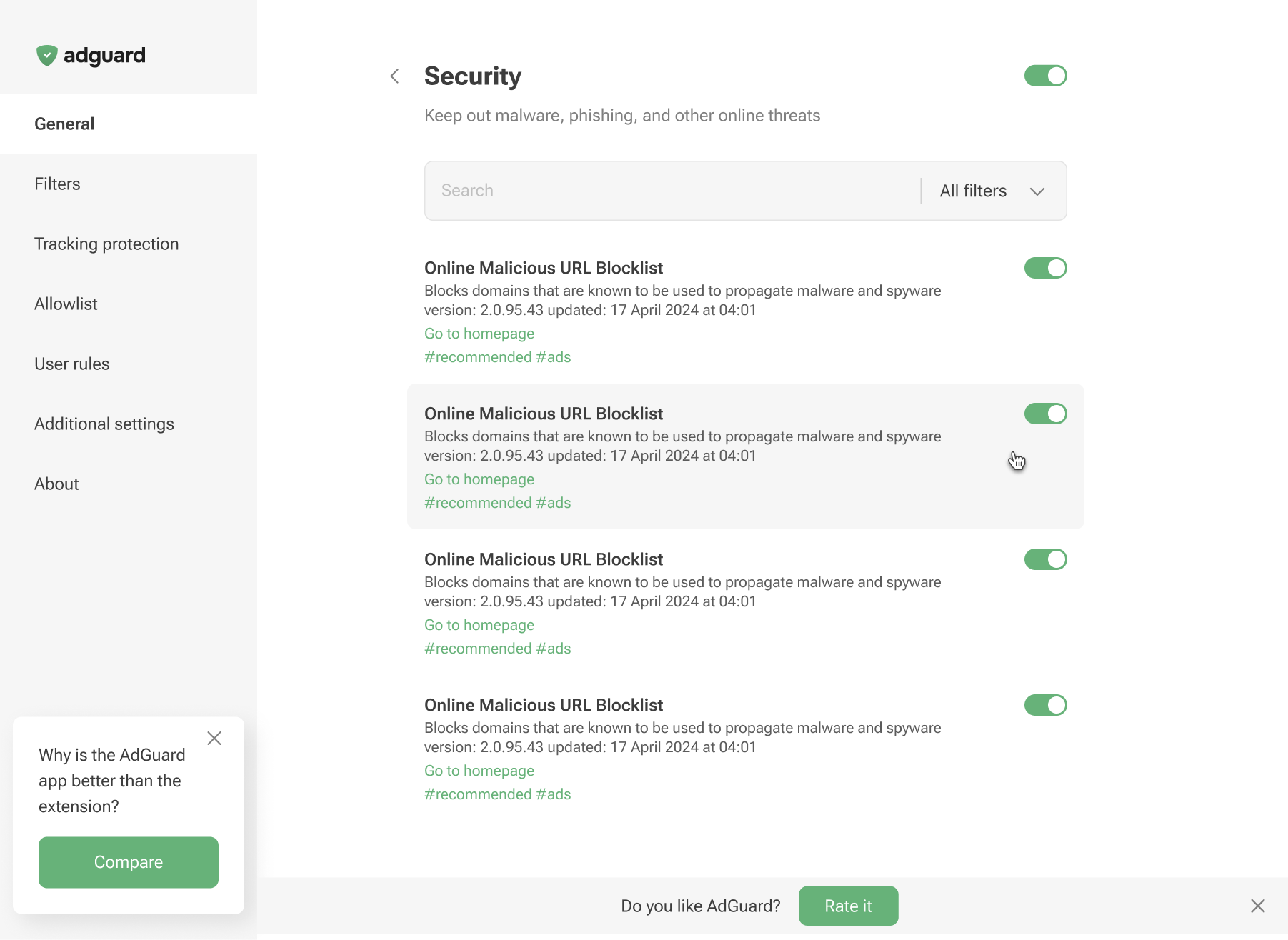 Security filters *border