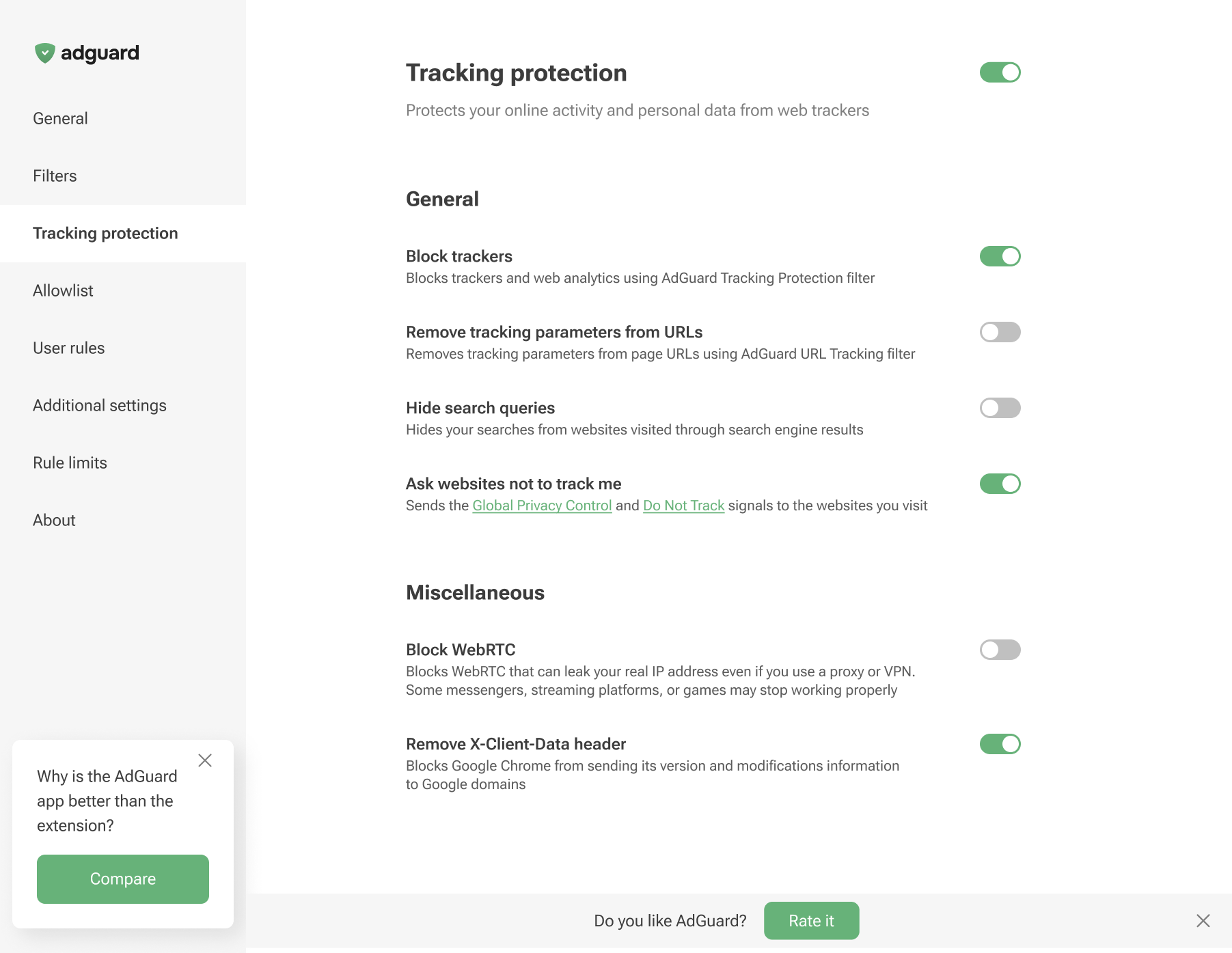 Tracking protection *border
