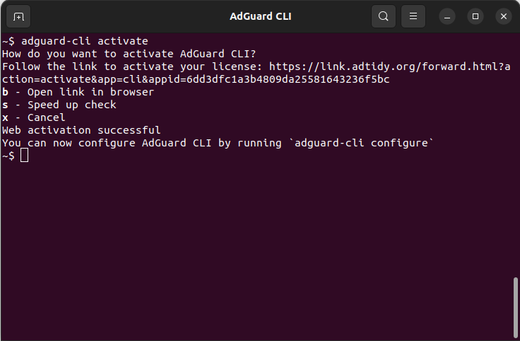 Successful activation *border
