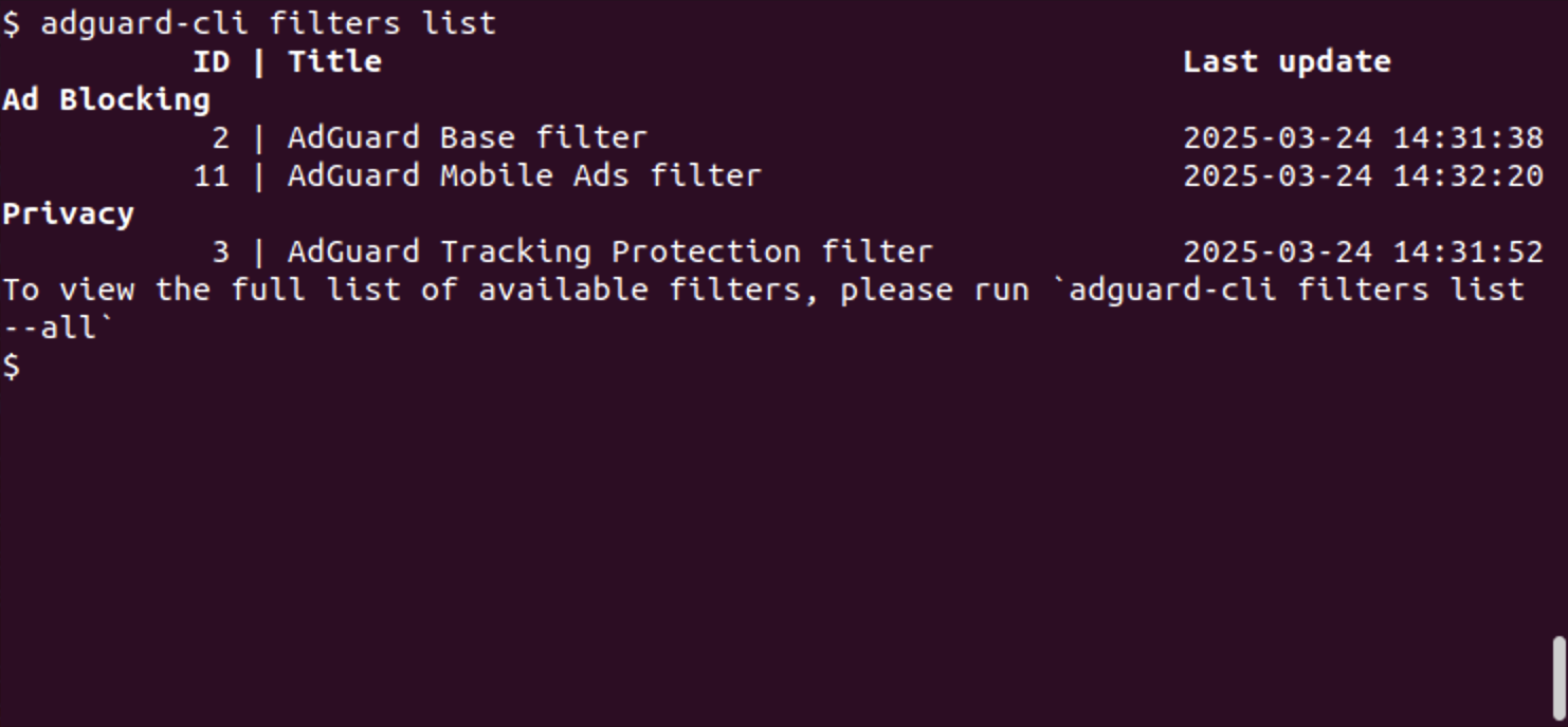 Filter list *border