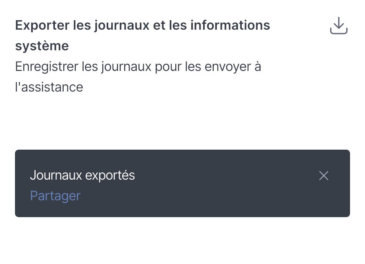 Exporter les journaux *mobile
