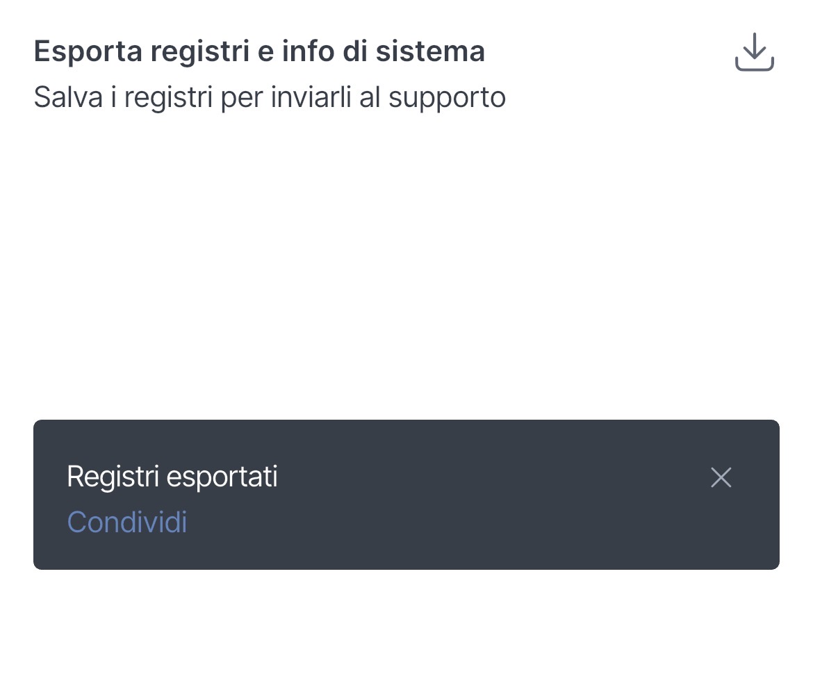 Registri esportati *mobile