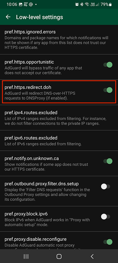 adguard dns android settings